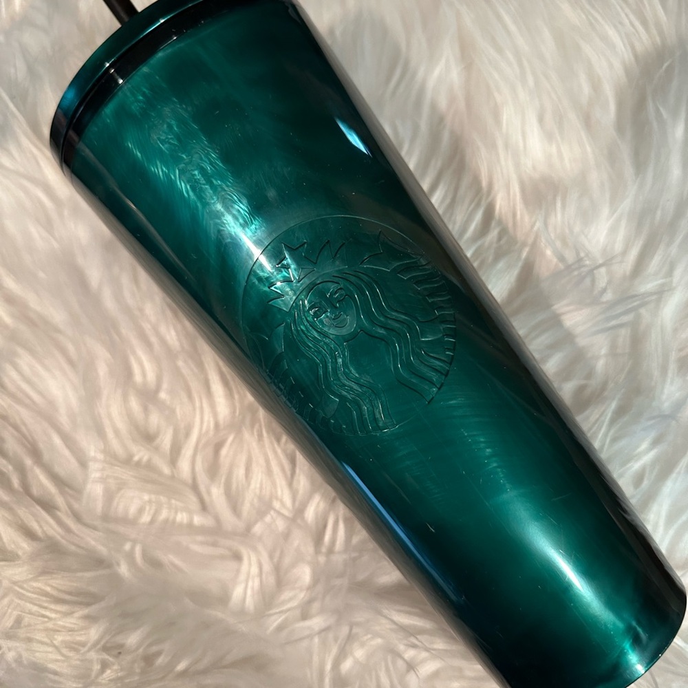 Starbucks Green Tumbler with Elegant Accents